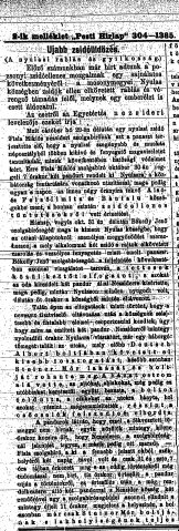 „Újabb zsidóüldözés. A nyulasi rablás és gyilkosság.” (Forrás: Pesti Hírlap, 1882. 11. 04., 13. o.)
